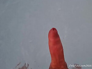 Step mom was swimming in the pool and saw the guy'_s big dick