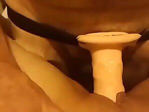 Fucking my wife hard with 8inch strapon