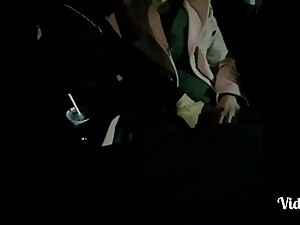 Step mom first fuck and blowjob in the car with step son
