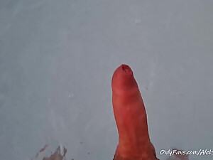 Step mom was swimming in the pool and saw the guy'_s big dick