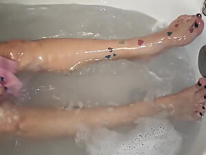 Sexy latina wife shaving in bath