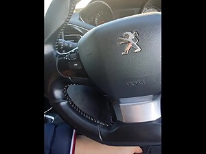 Step mom gags on step son dick in the car for fuck and cumshot