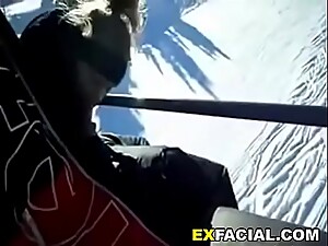 GF gives blowjob on ski lift