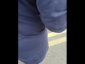 Step mom showing ass in public car park in front of step son