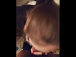 Slutty House Wife Sucks Husbands BBC While Going Pee