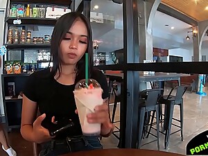 Drinking caffe with young Thai Girl