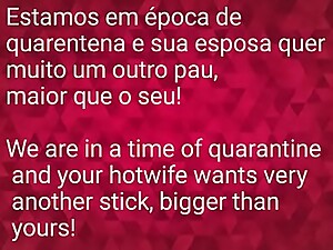 Como um corno satisfaz sua esposa em é_poca de quarentena e com o pau preso no cinto de castidade? -  Casal Edu e Aline - How does a cuckold satisfy his wife in quarantine and with her cock strapped to her chastity belt? - Couple Edu and Aline