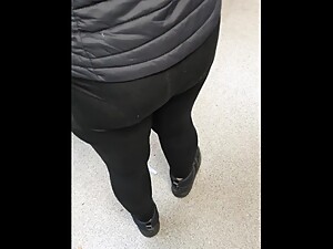 Step mom wears normal panties under leggings get fucked by step son