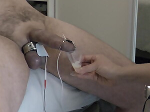 Real woman milks my husband with e-stim