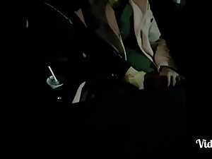 Step mom lets step son touching her pussy in the car while dad buying coffe