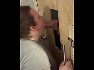 Hot wife slutwife sucks random cock at homemade gloryhole bbw