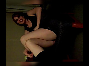 Kitty Kat Showing Her Beautiful Legs and Perfect Pussy In A Mini Black Dress (Quebec Slut)