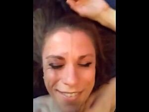 Real cuckolding hotwife deepthroath for bull lover and cumshot. Face full of sperm.