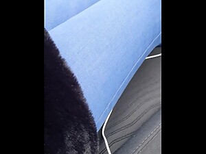 Step mom fucked in the car through jeans by step son