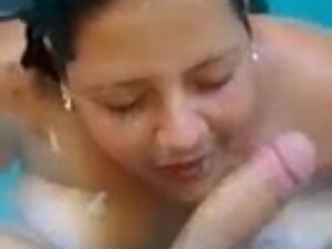 Indian wife pool blowjob